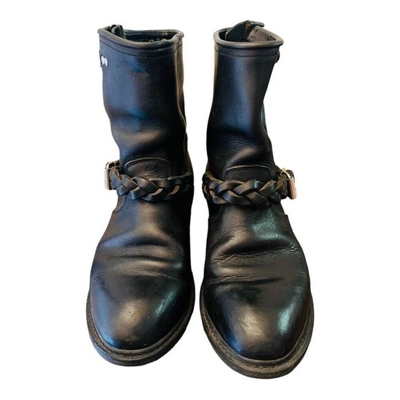 GOLDEN GOOSE Short Biker Boot w/ Braid black leather sz 38 buckle GGDB authentic - Picture 3 of 16